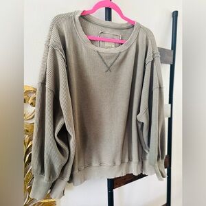 American Eagle Outfitters Olive Waffle Knit Sweater